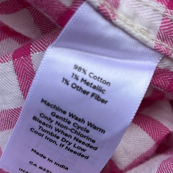 Talbots gingham shirt w/metallic thread S-M - Picture 7 of 11
